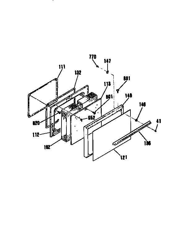 Kenmore 3639324590 oven door section diagram