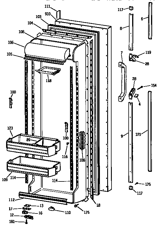 Kenmore 3639534753 fresh food door diagram