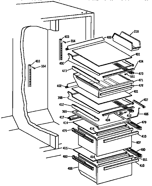 Kenmore 3639534753 fresh food section diagram