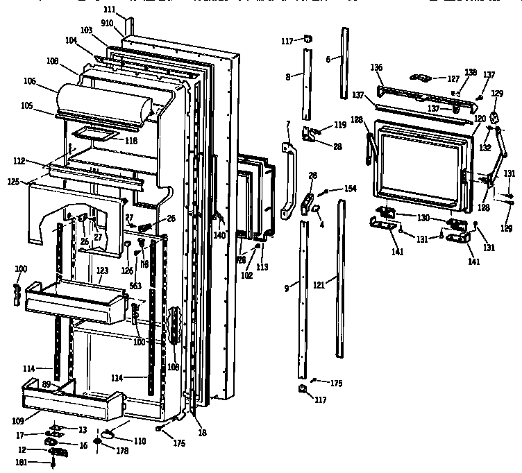 Kenmore 3639534853 fresh food door diagram