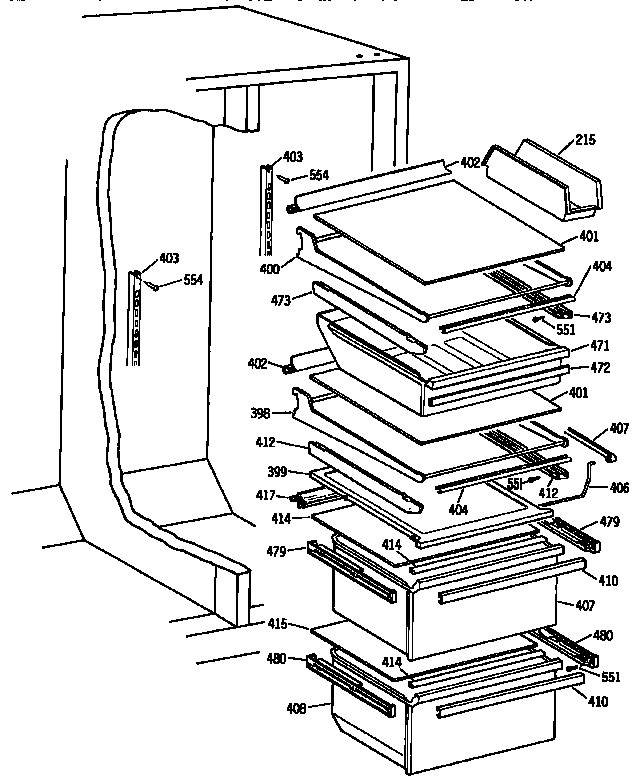 Kenmore 3639534853 fresh food section diagram