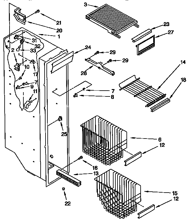 Kenmore 1069545781 freezer liner diagram