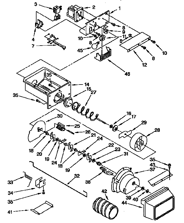Kenmore 1069545781 motor and ice container diagram