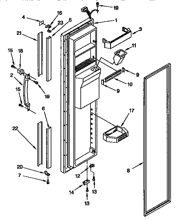 Kenmore 1069545781 freezer door parts diagram