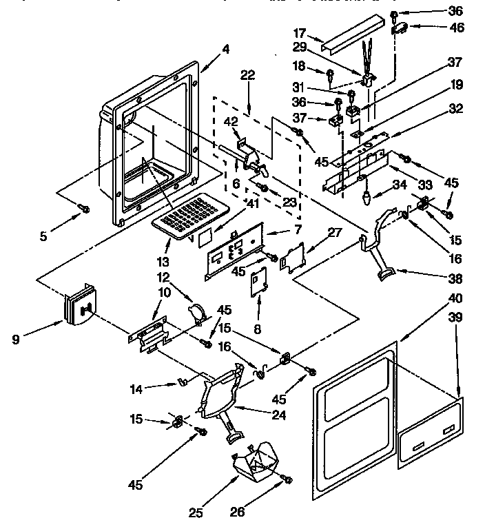 Kenmore 1069545781 dispenser front diagram
