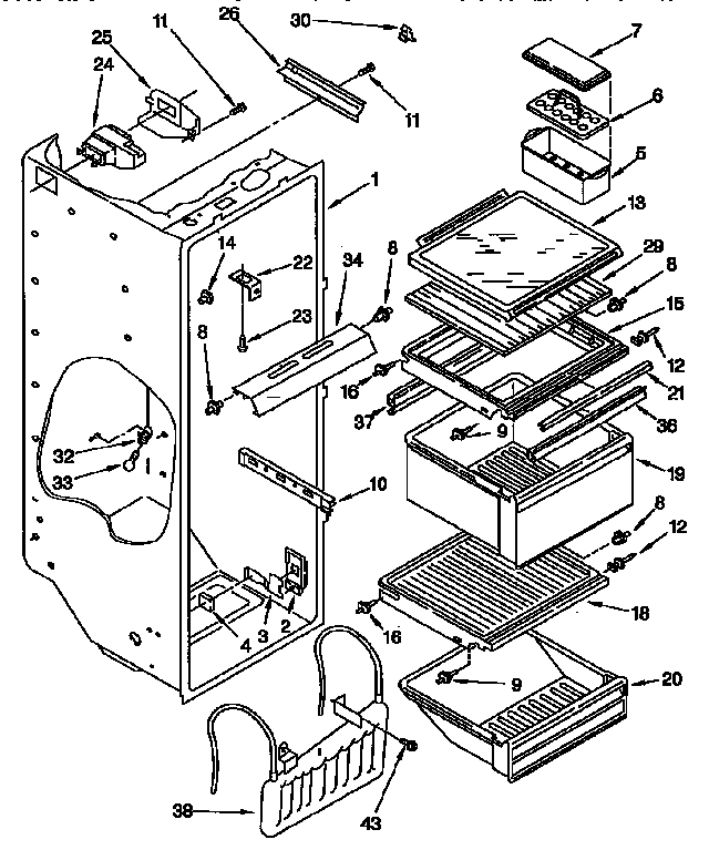 Kenmore 1069542921 refirgerator liner diagram