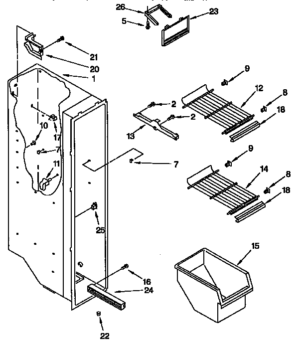 Kenmore 1069542921 freezer liner diagram