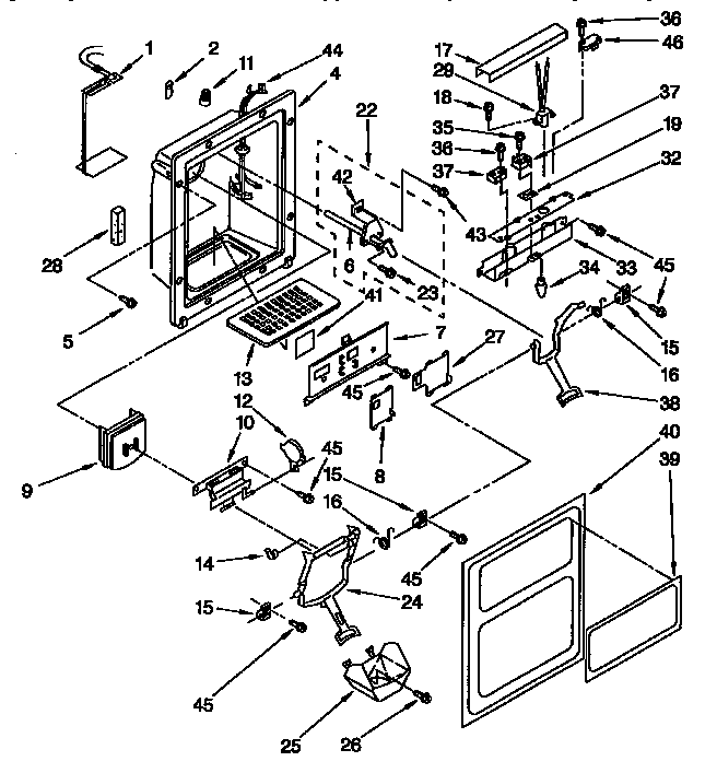Kenmore 1069542921 dispenser front diagram