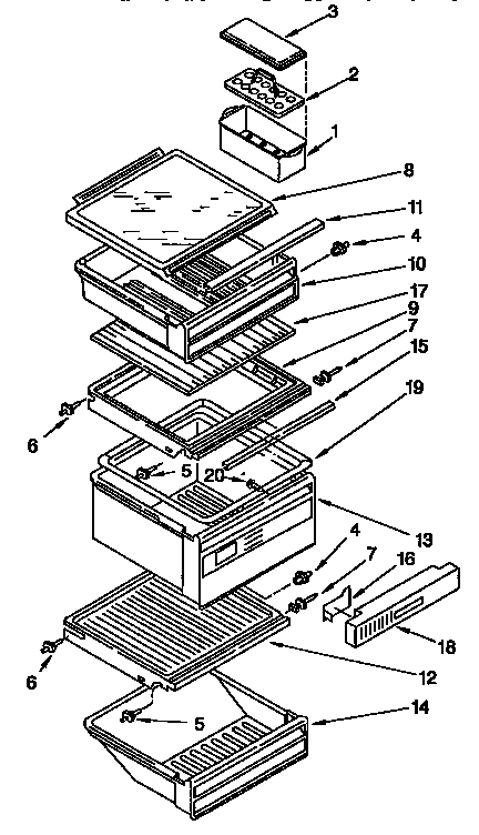 Kenmore 1069547611 refrigerator shelf diagram