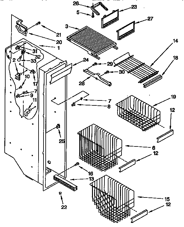 Kenmore 1069547611 freezer liner diagram