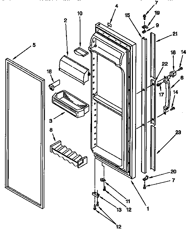 Kenmore 1069547611 refrigerator door diagram