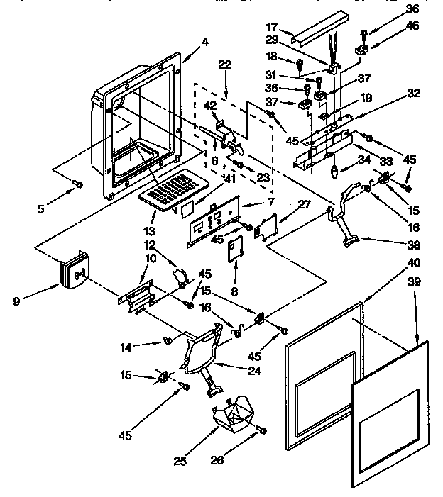 Kenmore 1069547611 dispenser front diagram