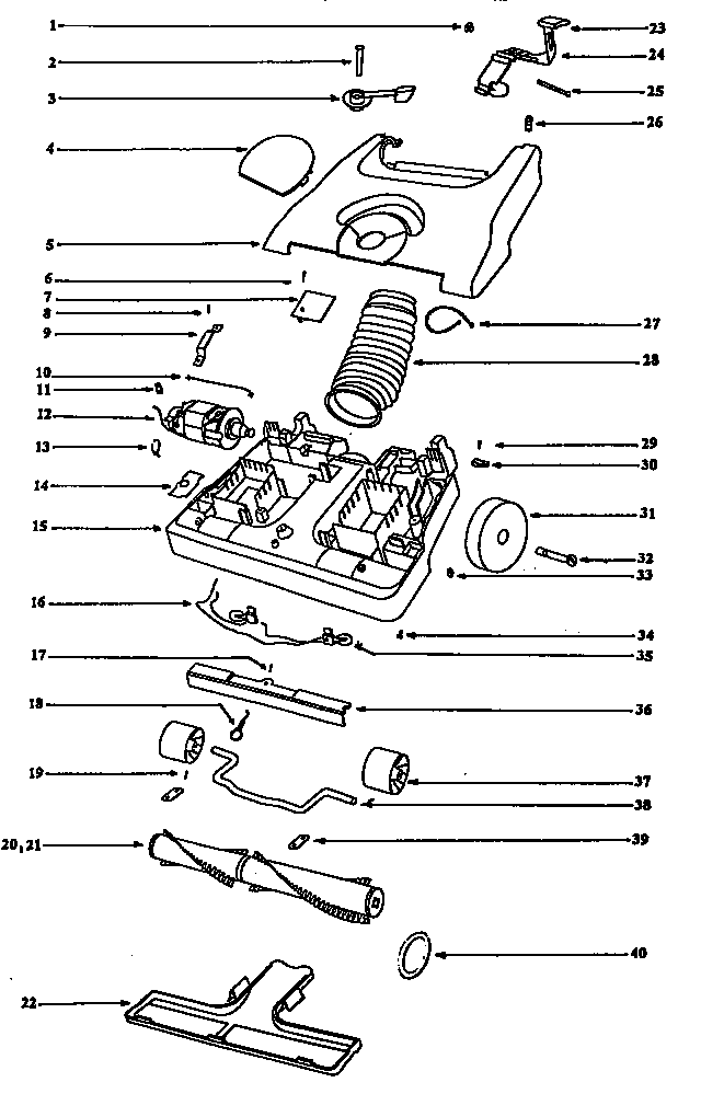 Eureka SC6484A/AT nozzle and motor assembly diagram