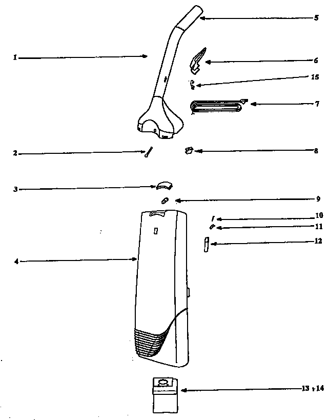 Eureka SC6484A/AT handle and bag housing diagram