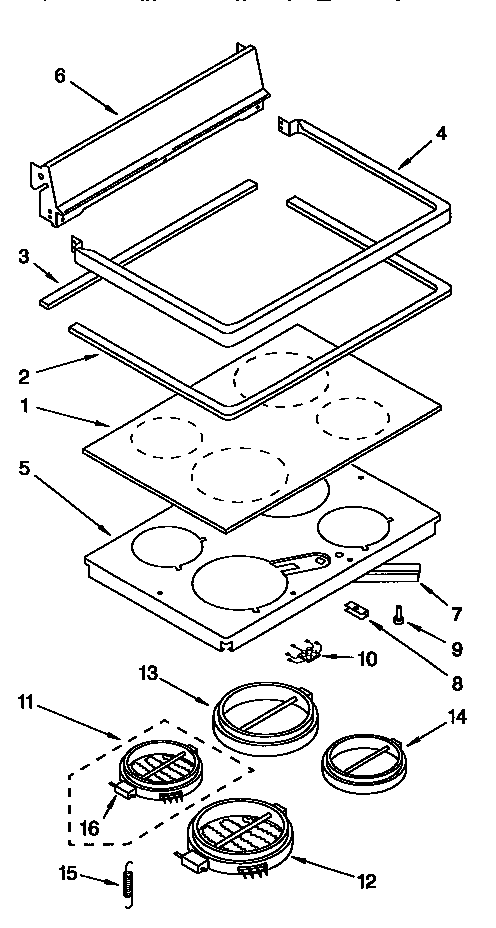 KitchenAid KERH507YWH1 cooktop diagram