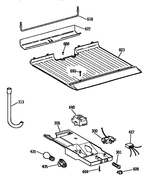 Kenmore 3639684283 freezer floor and control diagram
