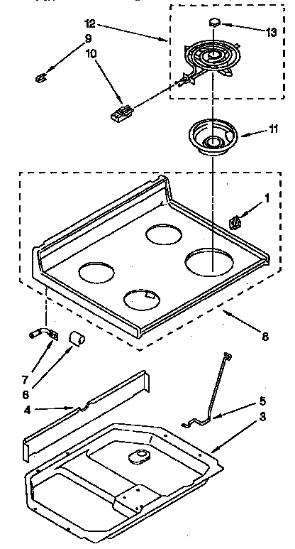 Whirlpool RF3020XYN1 cooktop diagram