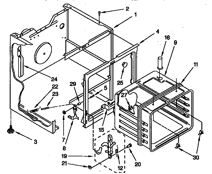 Whirlpool RF3020XYN1 internal oven diagram
