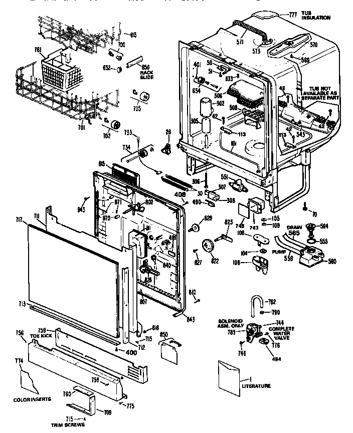 Kenmore 3631554994 cabinet and door diagram