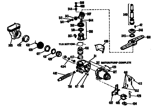 Kenmore 3631554994 motor pump mechanism diagram