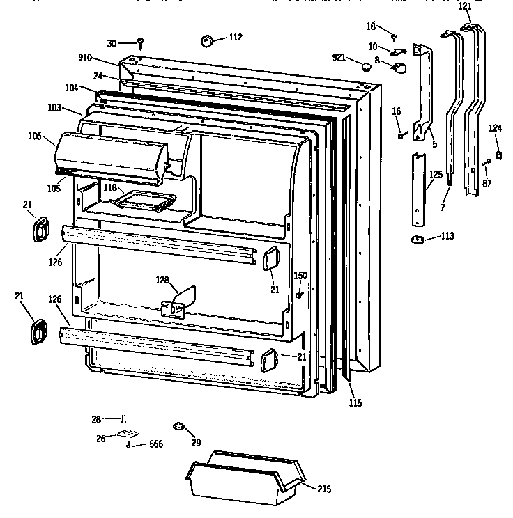 Kenmore 3639638519 fresh food door diagram