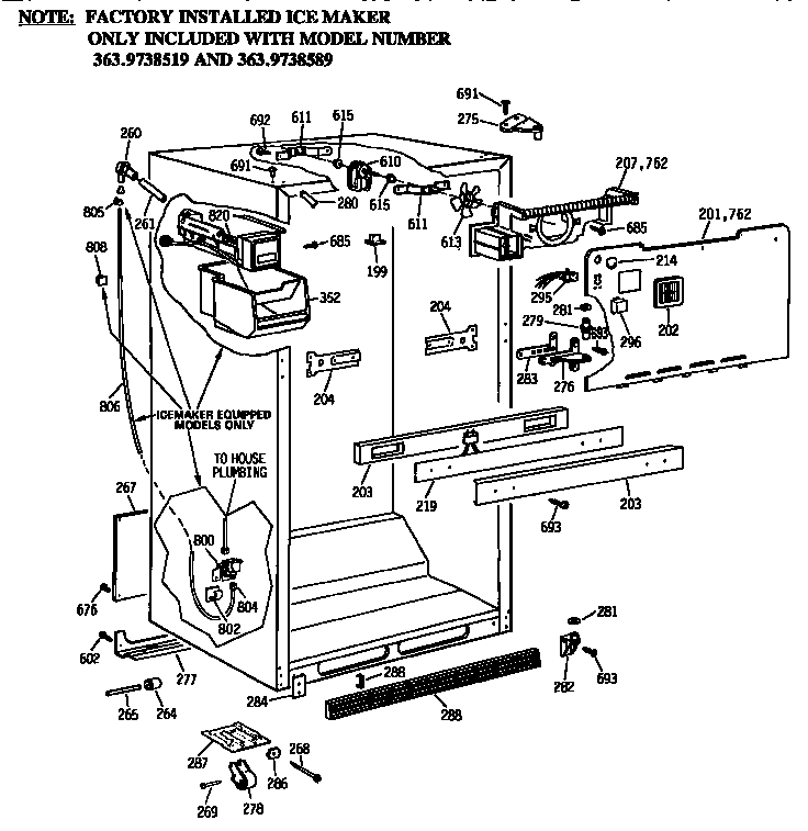 Kenmore 3639638519 cabinet diagram