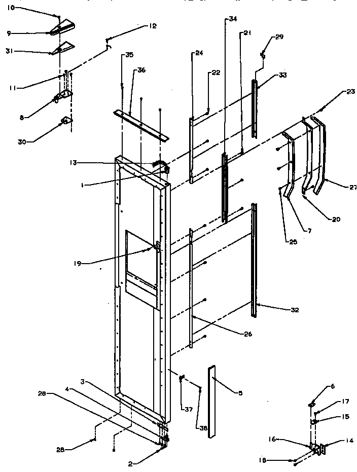 Amana SXD25A-P1162436W freezer door and trim diagram
