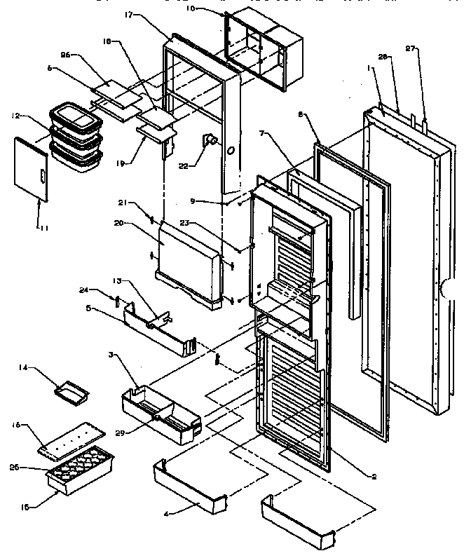 Amana SXD25A-P1162436W refrigerator door diagram