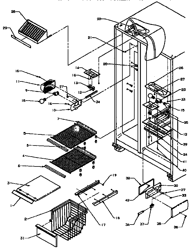 Amana SXD25A-P1162436W freezer shelving diagram