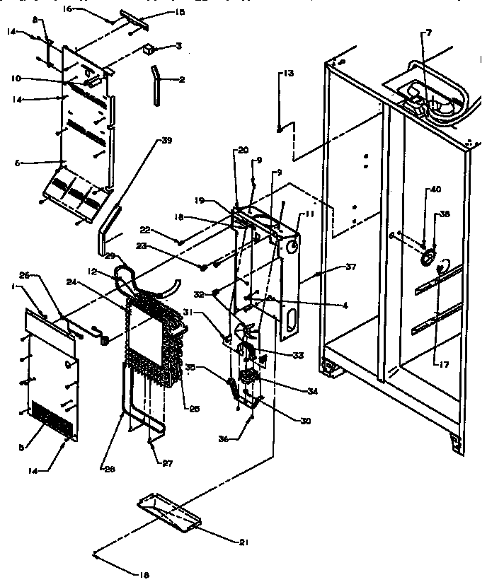 Amana SXD25A-P1162436W evaporator and air handling diagram