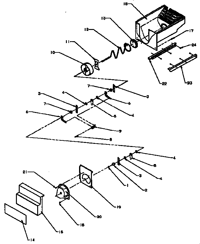 Amana SXD25A-P1162436W ice bucket/auger diagram