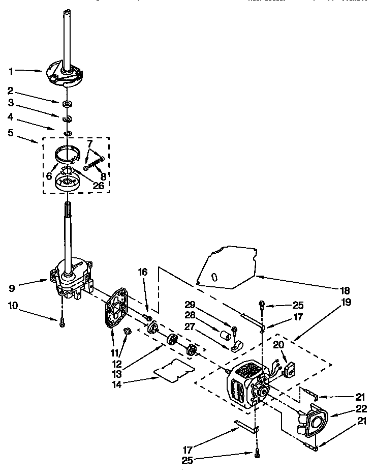 Kenmore 11092585800 brake, clutch, gearcase, motor and pump diagram
