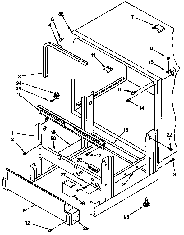 Kenmore 665KUDI23HB0 frame and tank parts diagram