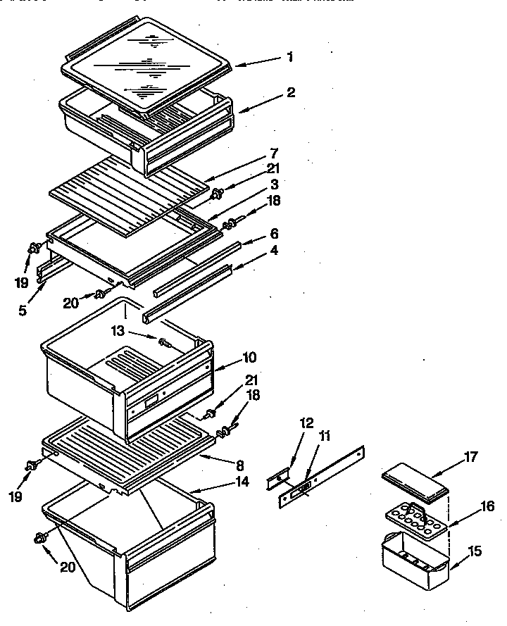 Whirlpool ED22DCXBB00 refrigerator shelf parts diagram