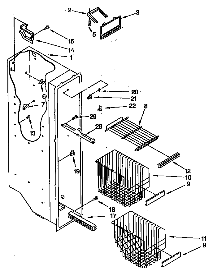 Whirlpool ED22DCXBB00 freezer liner diagram