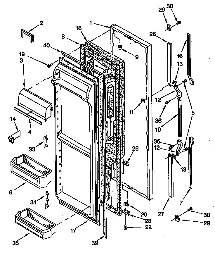 Whirlpool ED22DCXBB00 refrigerator door diagram