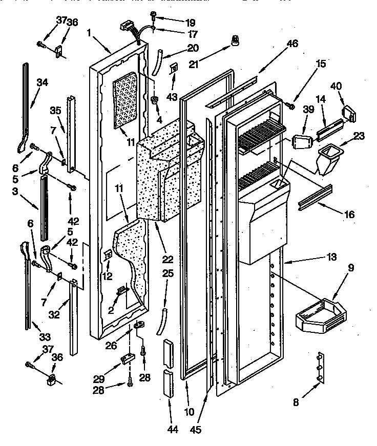 Whirlpool ED22DCXBB00 freezer door diagram