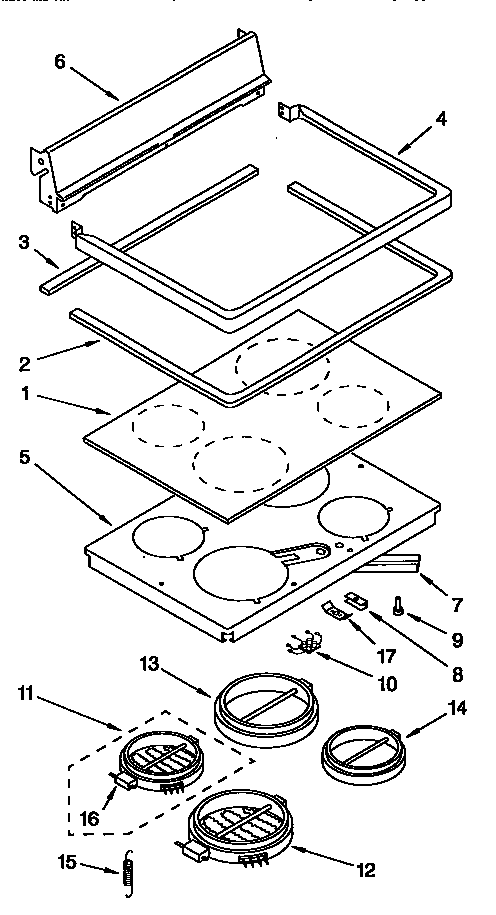 Kenmore 664KERH507YBL0 cooktop diagram