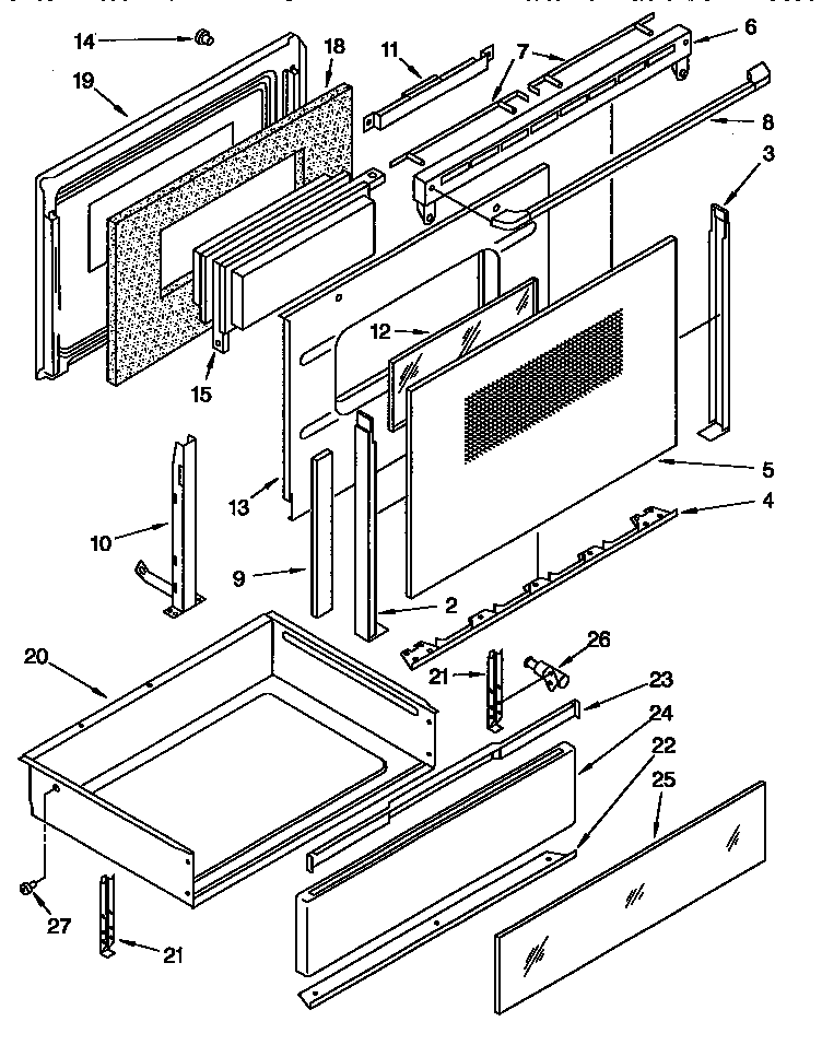 Kenmore 664KERH507YBL0 door and drawer diagram