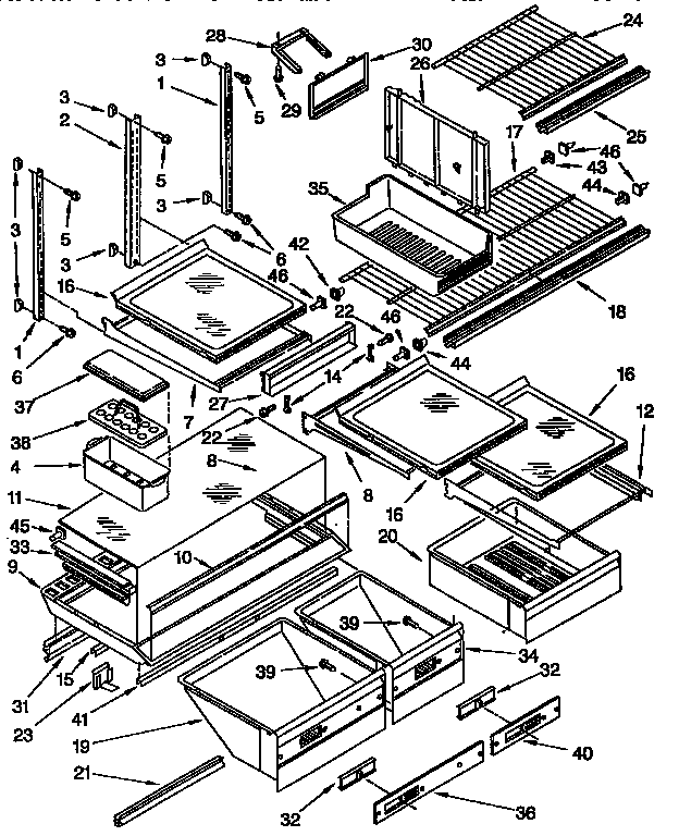 Whirlpool ET25DMXBW00 shelf diagram