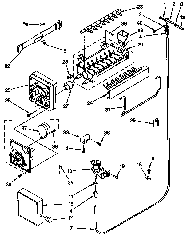 Whirlpool ET25DMXBW00 icemaker diagram