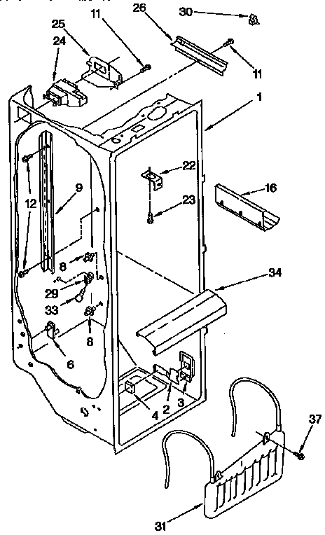 KitchenAid KSPS22QBWH00 refrigerator liner parts diagram