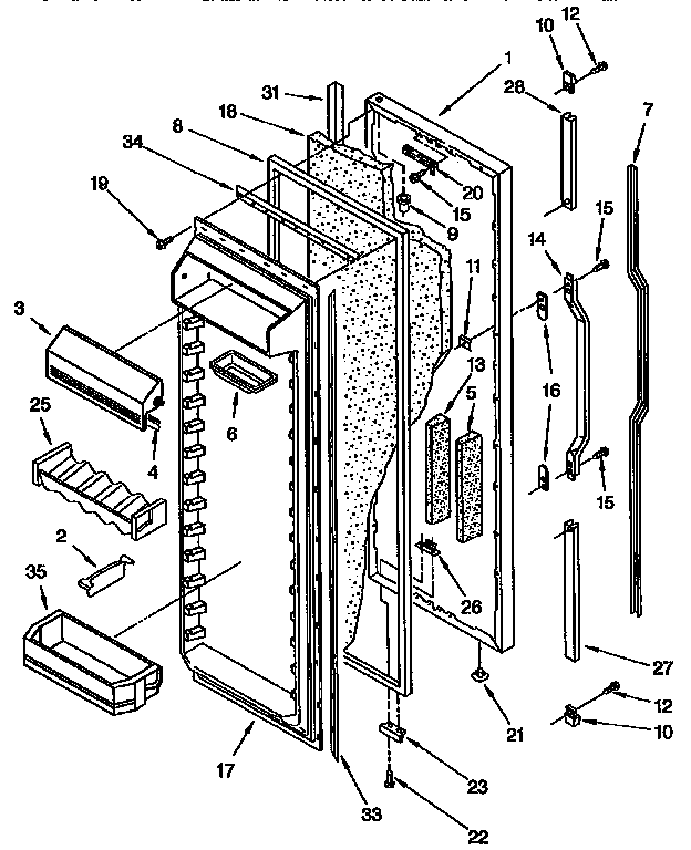 KitchenAid KSPS22QBWH00 refrigerator door parts diagram