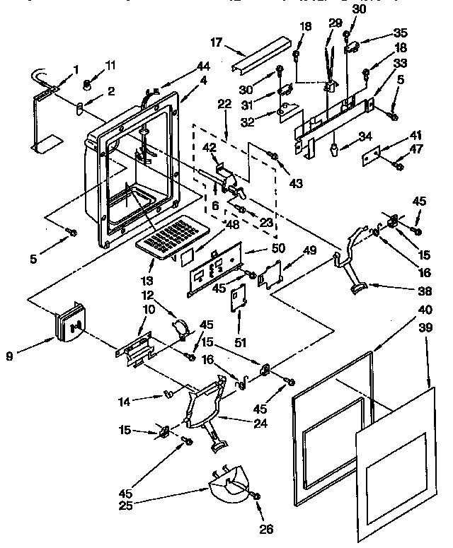 KitchenAid KSPS22QBWH00 dispenser front parts diagram