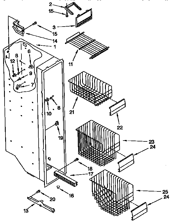 KitchenAid KSPS22QBWH00 freezer liner parts diagram