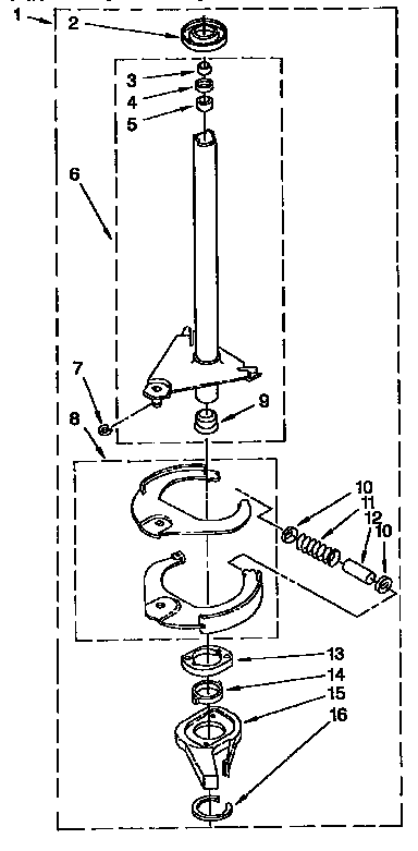 Whirlpool LSR7233BWO brake and drive tube diagram