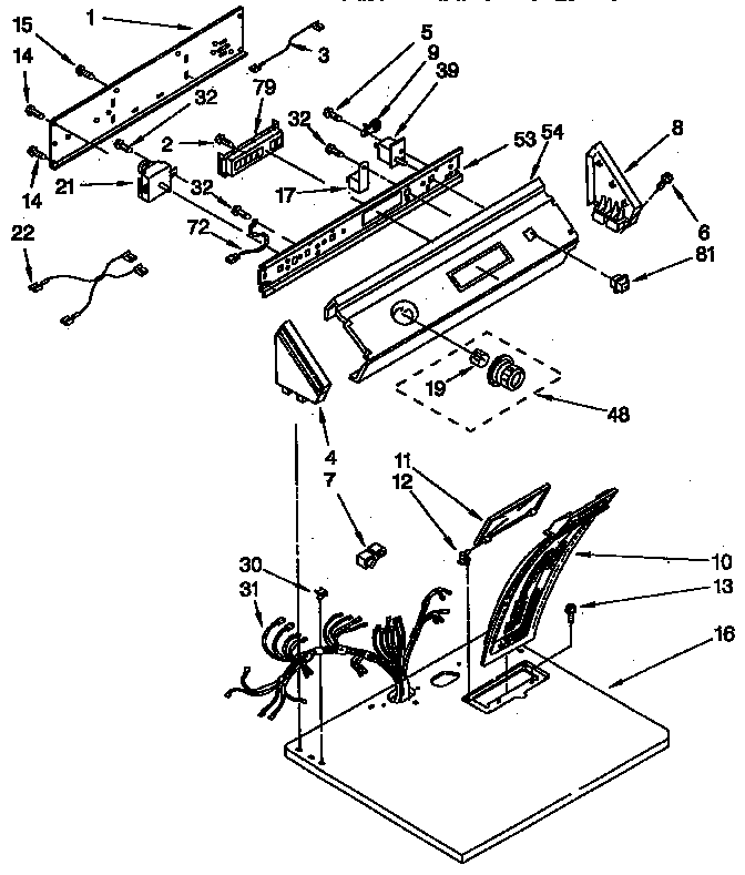 Whirlpool LEC6646AZO top and console parts diagram