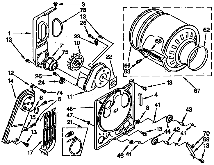 Whirlpool LEC6646AZO bulkhead parts diagram