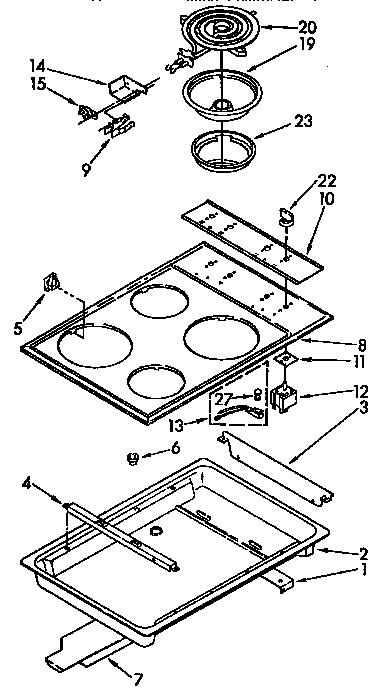KitchenAid KEDS200YBL1 cooktop diagram