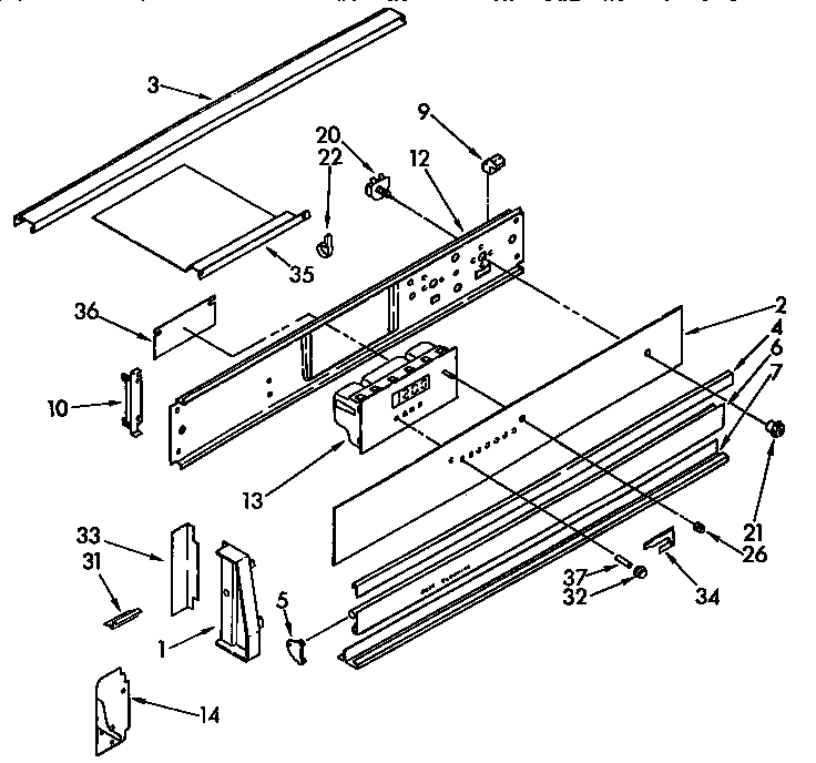 KitchenAid KEDS200YBL1 control panel diagram